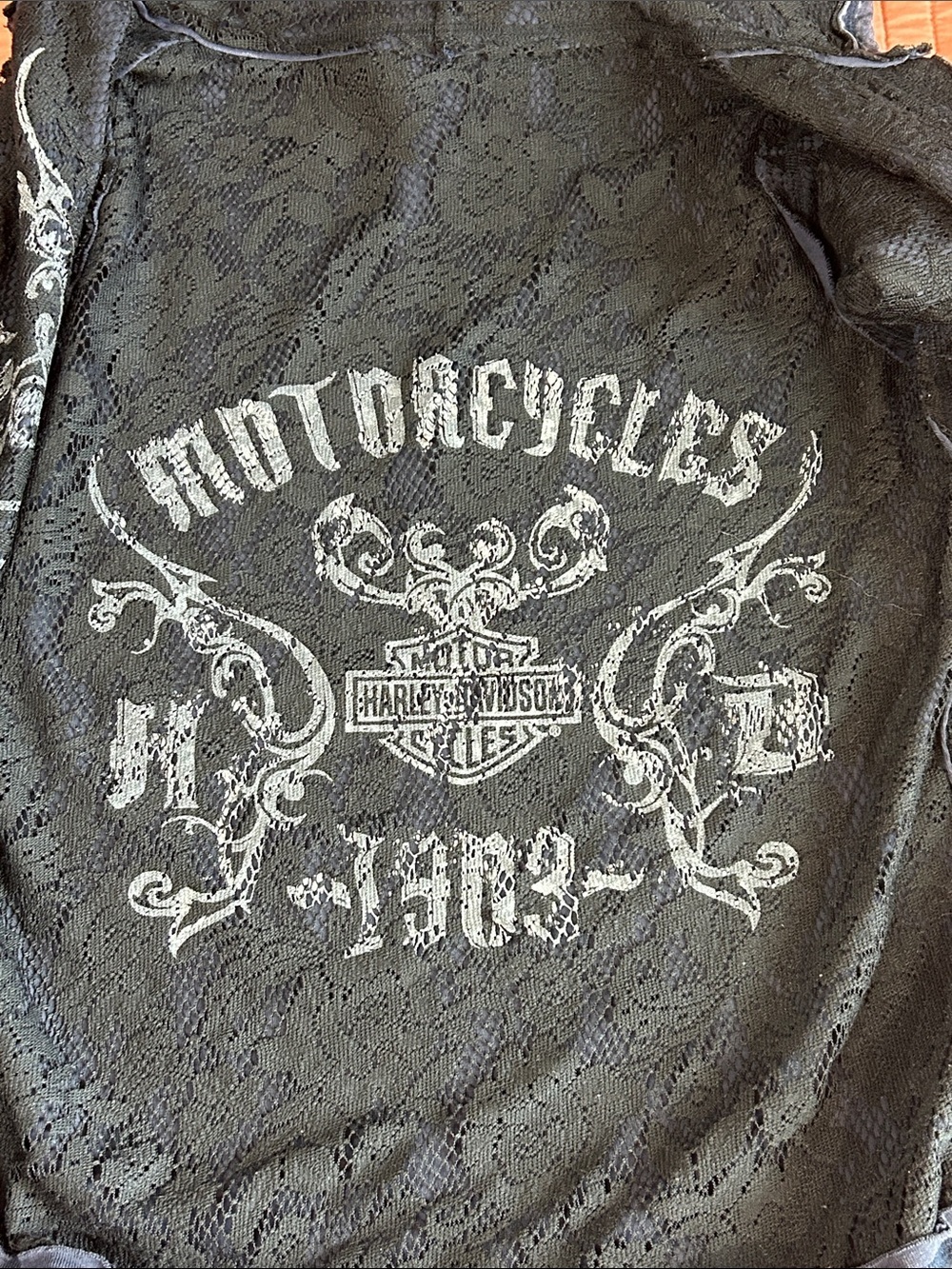 Y2K Harley Davidson Women's Reversible Full Zip Hoodie Blue Black Lace overlay M - Picture 16 of 16